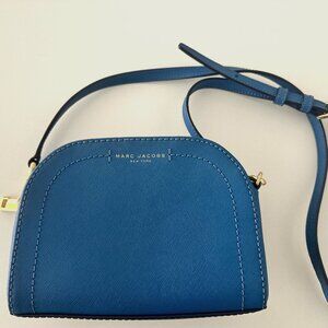 Rare Royal Blue Gold Hardware MARC JACOBS Leather Crossbody Bag Purse